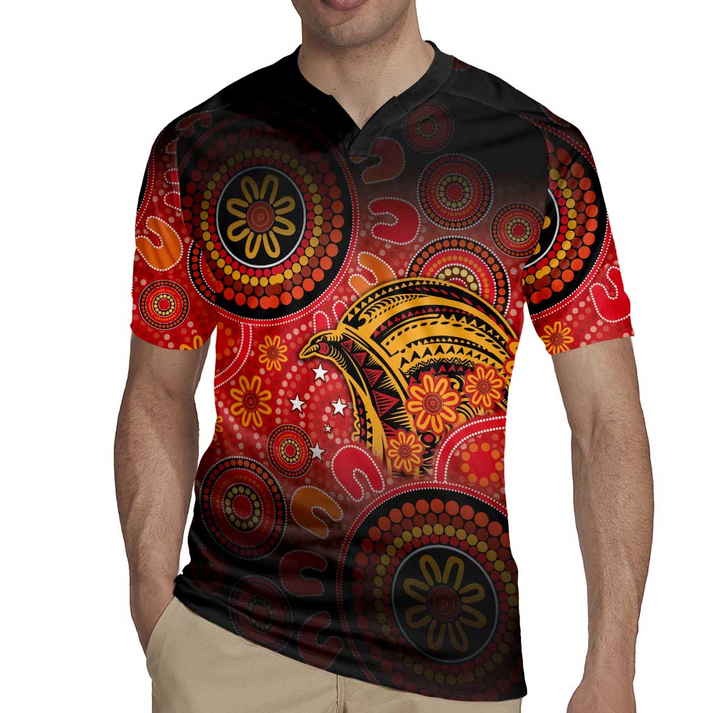 Papua New Guinea Rugby Jersey Birds Of Paradise With Aboriginal Pattern - Polynesian Pride