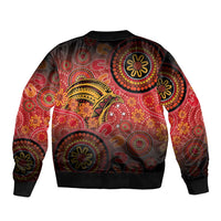 Papua New Guinea Sleeve Zip Bomber Jacket Birds Of Paradise With Aboriginal Pattern - Polynesian Pride