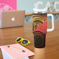 Papua New Guinea Tumbler With Handle Birds Of Paradise With Aboriginal Pattern - Polynesian Pride