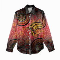 Papua New Guinea Women Casual Shirt Birds Of Paradise With Aboriginal Pattern - Polynesian Pride