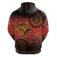 Papua New Guinea Zip Hoodie Birds Of Paradise With Aboriginal Pattern - Polynesian Pride