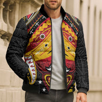 Papua New Guinea Independence Day Bomber Puffer Jacket Tribal Mask - Polynesian Pride