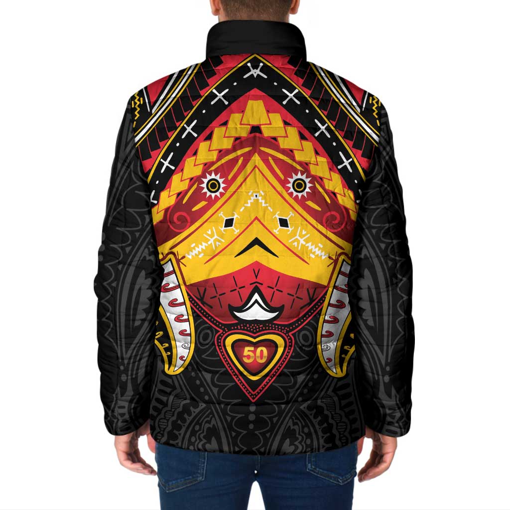 Papua New Guinea Independence Day Padded Jacket Tribal Mask - Polynesian Pride