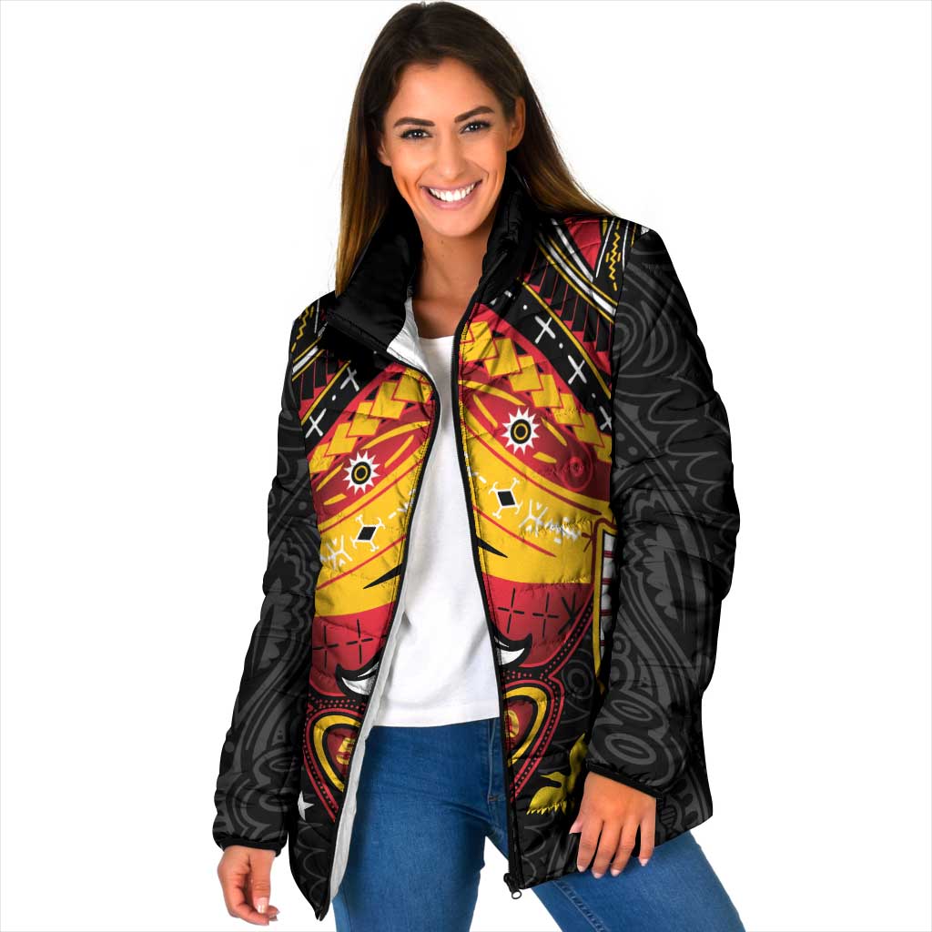 Papua New Guinea Independence Day Padded Jacket Tribal Mask - Polynesian Pride