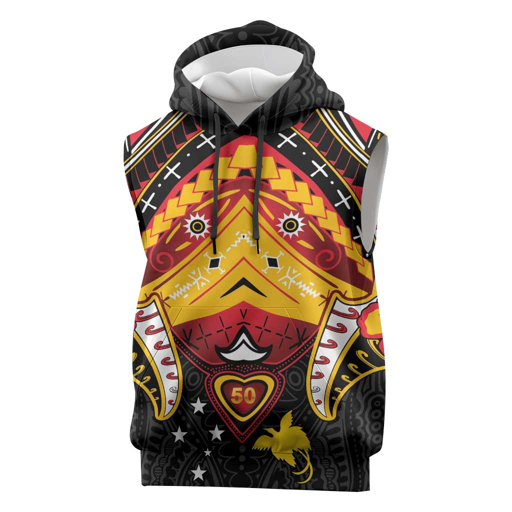 Papua New Guinea Independence Day Sleeveless Hoodie Tribal Mask - Polynesian Pride