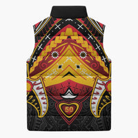 Papua New Guinea Independence Day Sleeveless Puffer Jacket Tribal Mask - Polynesian Pride