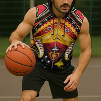 Papua New Guinea Independence Day Sleeveless Zip Hoodie Tribal Mask - Polynesian Pride