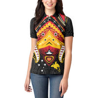 Papua New Guinea Independence Day Women Polo Shirt Tribal Mask - Polynesian Pride