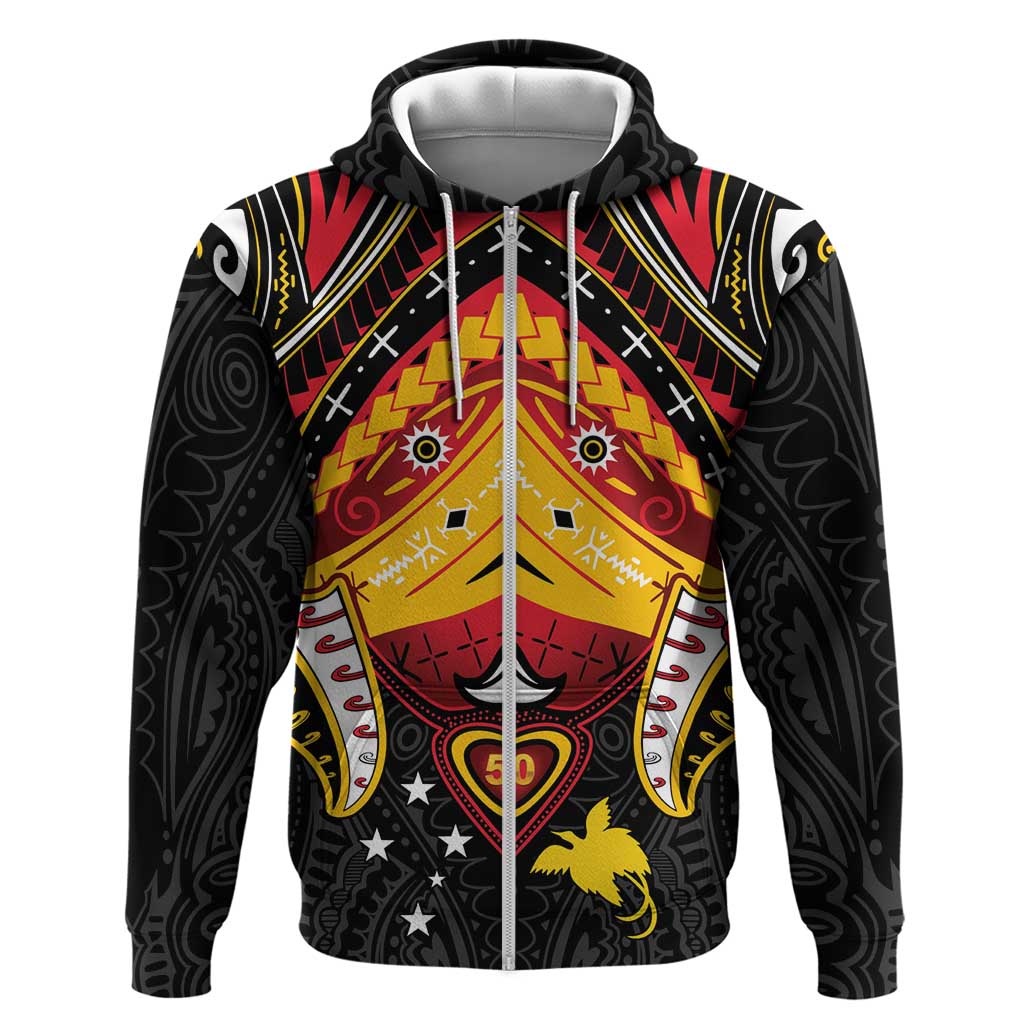 Papua New Guinea Independence Day Zip Hoodie Tribal Mask - Polynesian Pride
