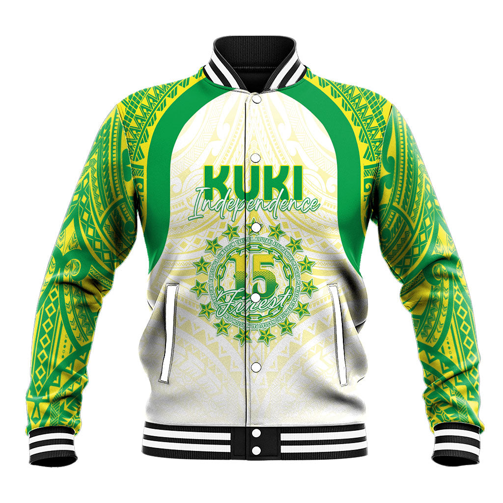 Kuki Independence 2026 Baseball Jacket Cook Islands 15 Finest White Version LT05 Unisex White - Polynesian Pride