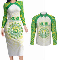 Kuki Independence 2026 Couples Matching Long Sleeve Bodycon Dress and Long Sleeve Button Shirt Cook Islands 15 Finest White Version