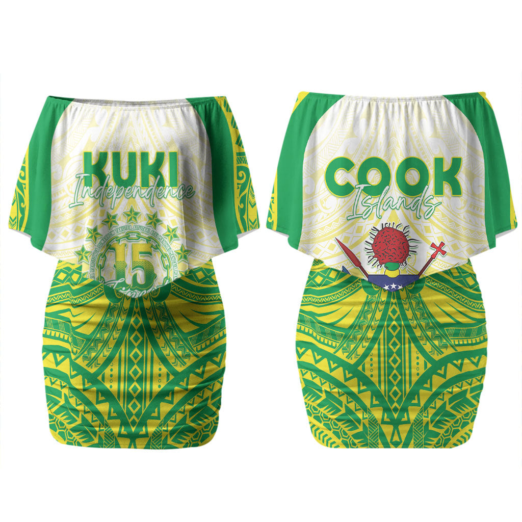 Kuki Independence 2026 Couples Matching Off Shoulder Short Dress and Long Sleeve Button Shirt Cook Islands 15 Finest White Version