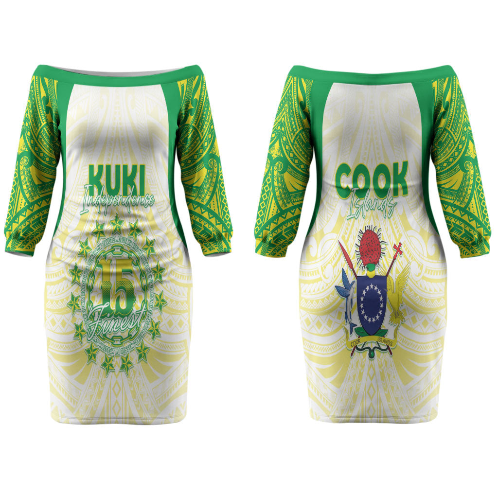 Kuki Independence 2026 Couples Matching Off The Shoulder Long Sleeve Dress and Hawaiian Shirt Cook Islands 15 Finest White Version