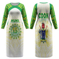 Kuki Independence 2026 Family Matching Long Sleeve Bodycon Dress and Hawaiian Shirt Cook Islands 15 Finest White Version