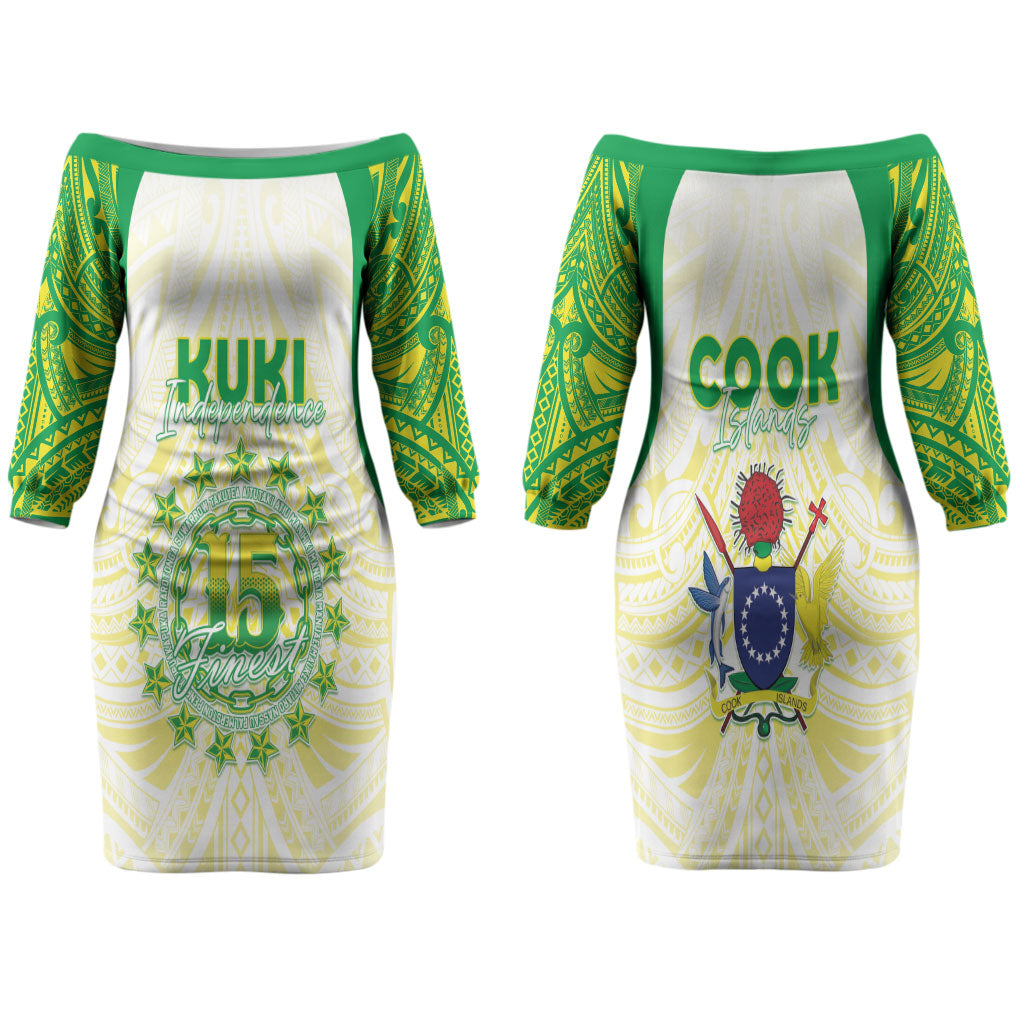 Kuki Independence 2026 Family Matching Off The Shoulder Long Sleeve Dress and Hawaiian Shirt Cook Islands 15 Finest White Version