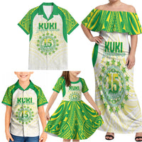 Kuki Independence 2026 Family Matching Off Shoulder Maxi Dress and Hawaiian Shirt Cook Islands 15 Finest White Version
