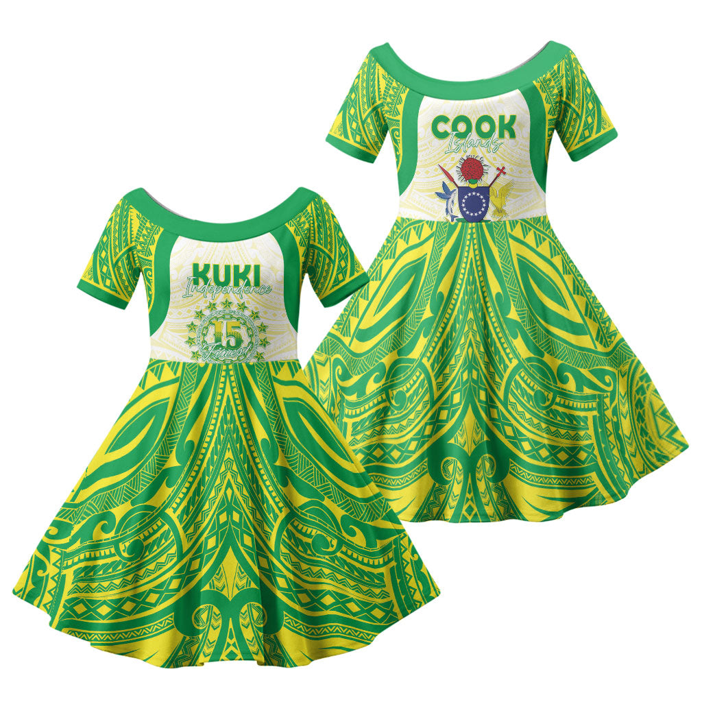 Kuki Independence 2026 Family Matching Off Shoulder Short Dress and Hawaiian Shirt Cook Islands 15 Finest White Version
