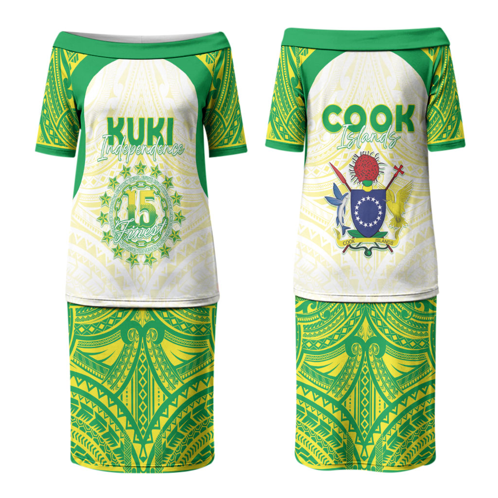 Kuki Independence 2026 Family Matching Puletasi and Hawaiian Shirt Cook Islands 15 Finest White Version