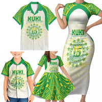 Kuki Independence 2026 Family Matching Short Sleeve Bodycon Dress and Hawaiian Shirt Cook Islands 15 Finest White Version