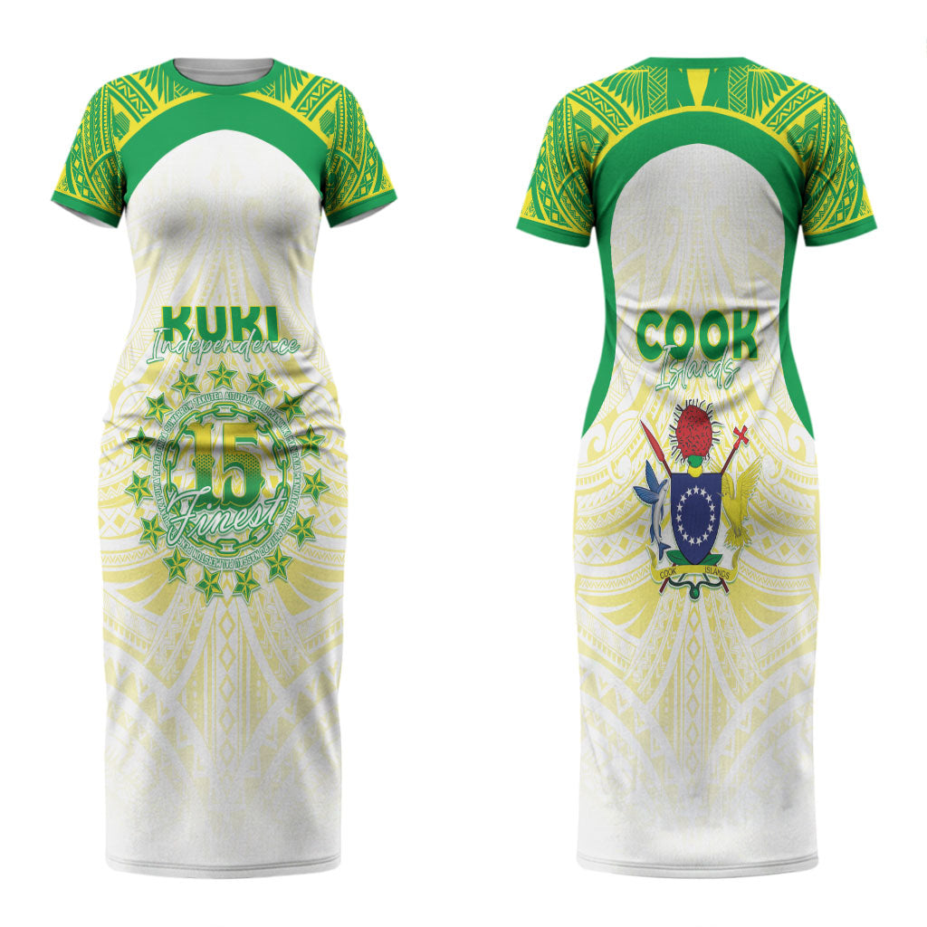 Kuki Independence 2026 Family Matching Short Sleeve Bodycon Dress and Hawaiian Shirt Cook Islands 15 Finest White Version