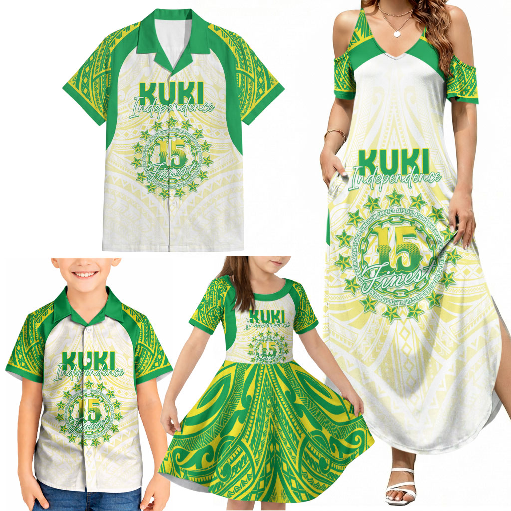 Kuki Independence 2026 Family Matching Summer Maxi Dress and Hawaiian Shirt Cook Islands 15 Finest White Version LT05 - Polynesian Pride