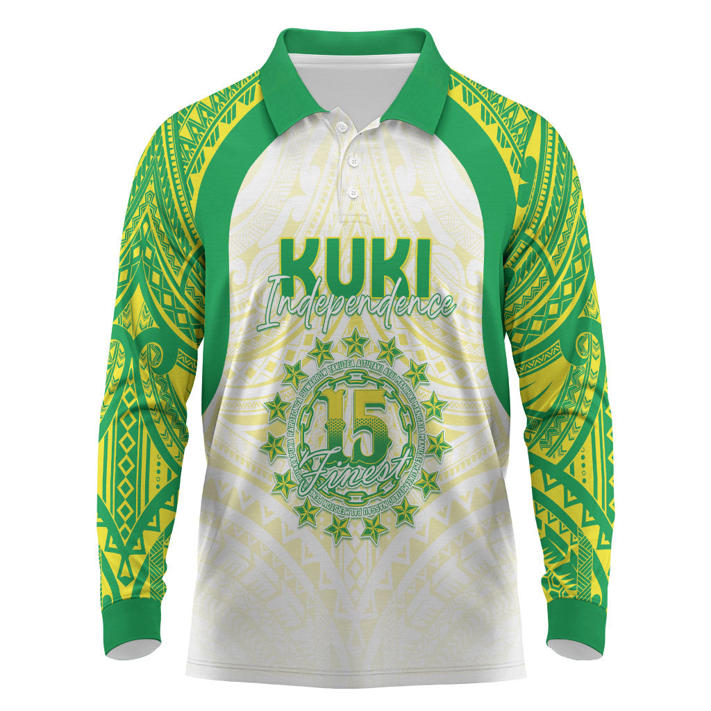 Kuki Independence 2026 Long Sleeve Polo Shirt Cook Islands 15 Finest White Version