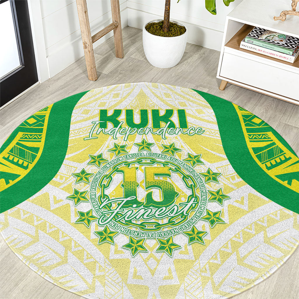 Kuki Independence 2026 Round Carpet Cook Islands 15 Finest White Version LT05 White - Polynesian Pride
