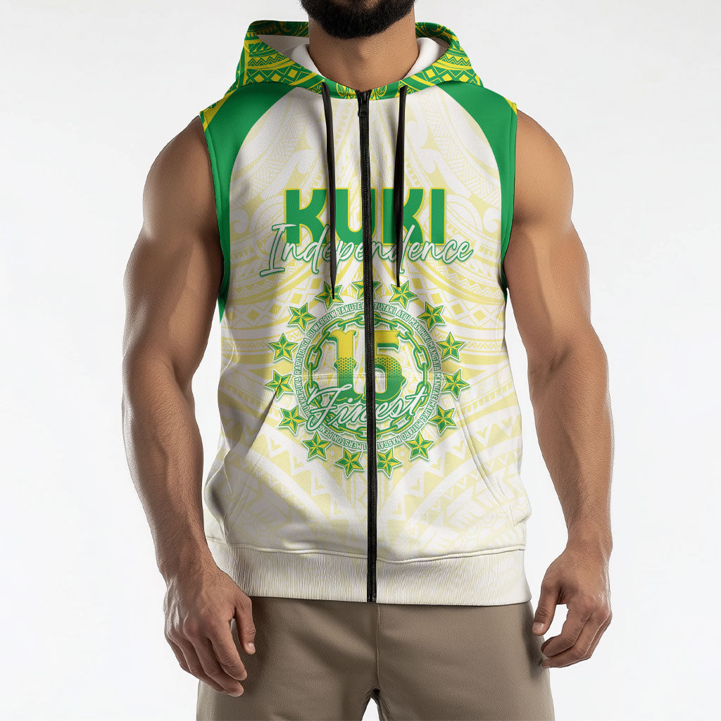 Kuki Independence 2026 Sleeveless Zip Hoodie Cook Islands 15 Finest White Version