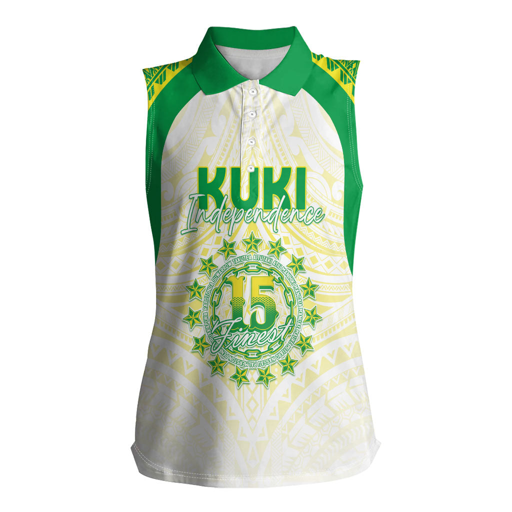 Kuki Independence 2026 Women Sleeveless Polo Shirt Cook Islands 15 Finest White Version LT05 Female White - Polynesian Pride