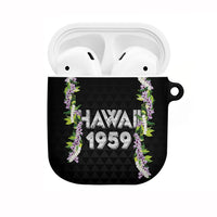 Hawaii Statehood Day AirPods Case Kakau Pattern With Maile Pikake Honohono Lei