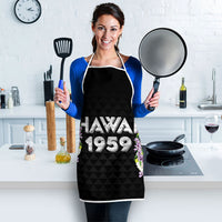 Hawaii Statehood Day Apron Kakau Pattern With Maile Pikake Honohono Lei
