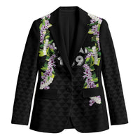 Hawaii Statehood Day Blazer Kakau Pattern With Maile Pikake Honohono Lei