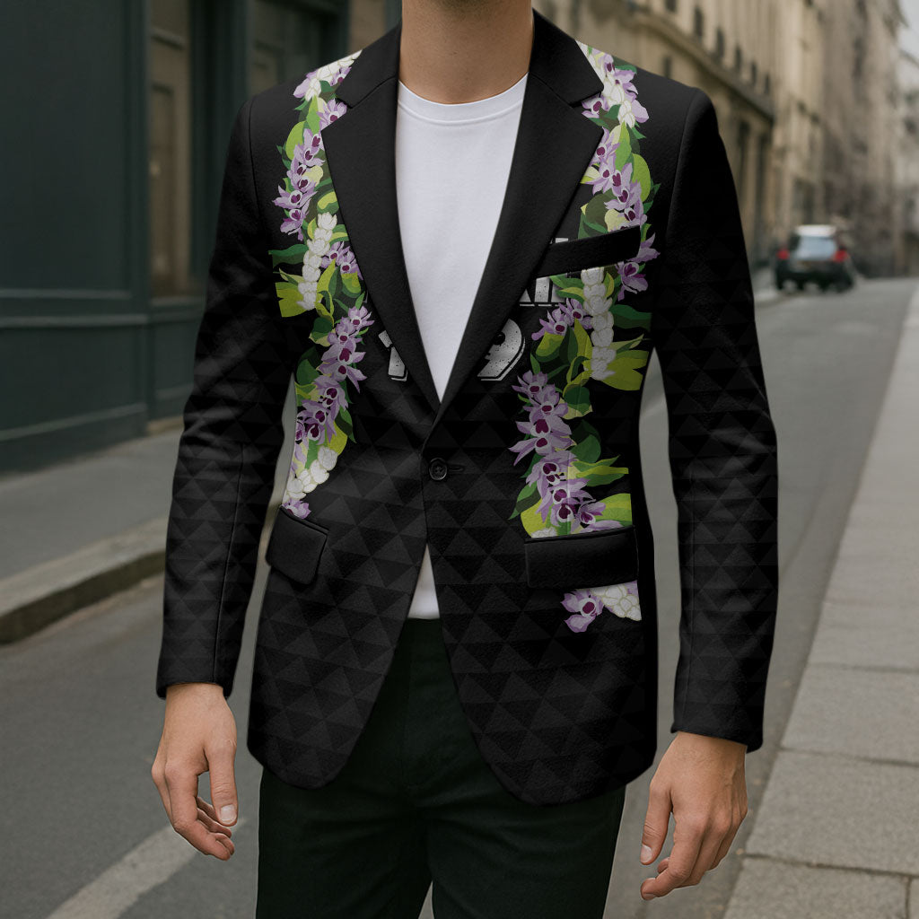 Hawaii Statehood Day Blazer Kakau Pattern With Maile Pikake Honohono Lei
