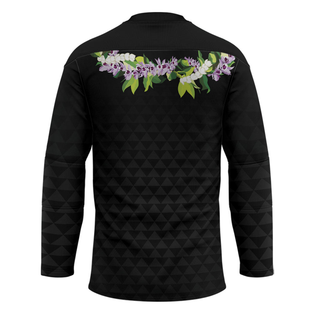 Hawaii Statehood Day Hockey Jersey Kakau Pattern With Maile Pikake Honohono Lei