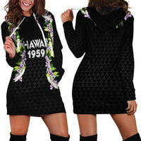 Hawaii Statehood Day Hoodie Dress Kakau Pattern With Maile Pikake Honohono Lei