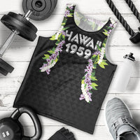 Hawaii Statehood Day Men Tank Top Kakau Pattern With Maile Pikake Honohono Lei