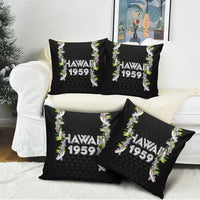 Hawaii Statehood Day Pillow Cover Kakau Pattern With Maile Pikake Honohono Lei
