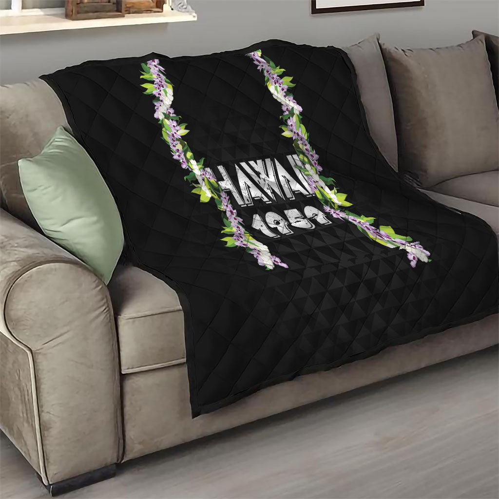Hawaii Statehood Day Quilt Kakau Pattern With Maile Pikake Honohono Lei