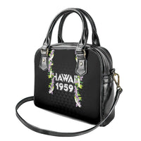 Hawaii Statehood Day Shoulder Handbag Kakau Pattern With Maile Pikake Honohono Lei