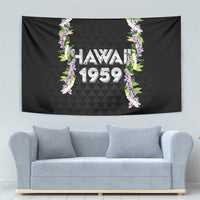 Hawaii Statehood Day Tapestry Kakau Pattern With Maile Pikake Honohono Lei
