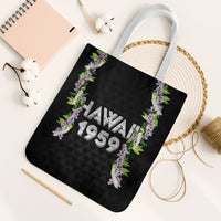 Hawaii Statehood Day Tote Bag Kakau Pattern With Maile Pikake Honohono Lei