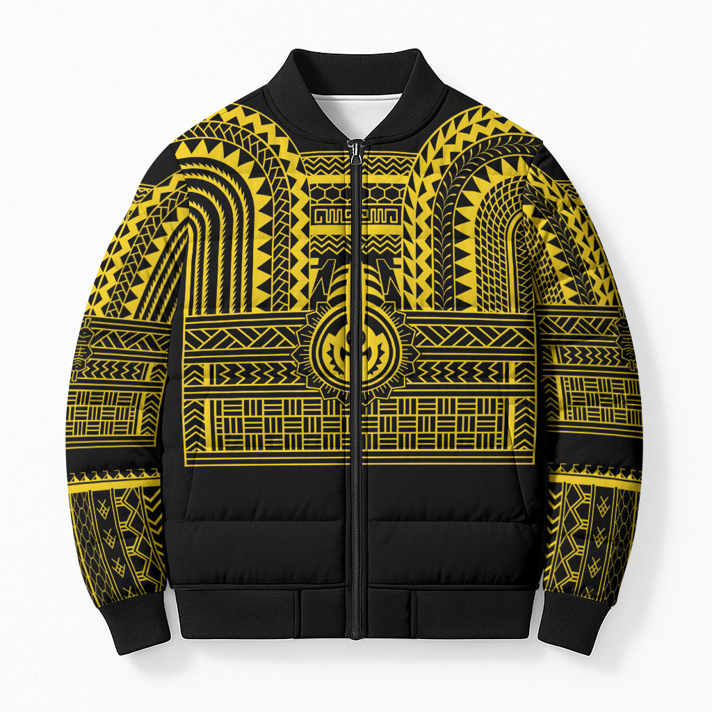 Philippines Filipinos Bomber Puffer Jacket Igorot Tribal Pattern Black