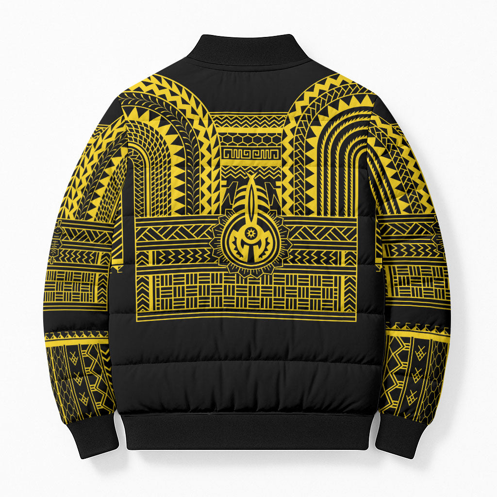 Philippines Filipinos Bomber Puffer Jacket Igorot Tribal Pattern Black
