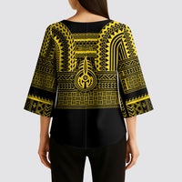 Philippines Filipinos Kimono Sleeve Blouse Igorot Tribal Pattern Black