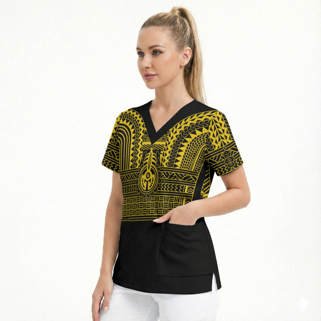 Philippines Filipinos Scrub Top Igorot Tribal Pattern Black