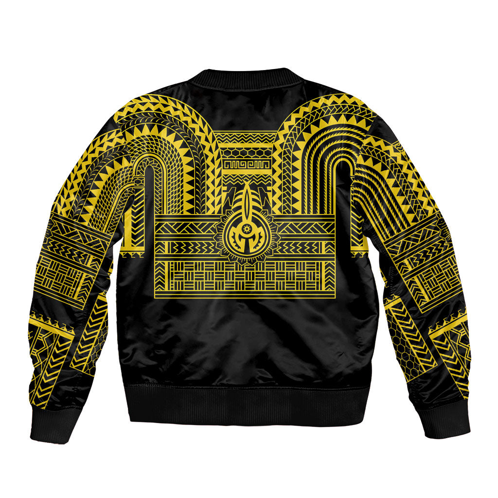 Philippines Filipinos Sleeve Zip Bomber Jacket Igorot Tribal Pattern Black