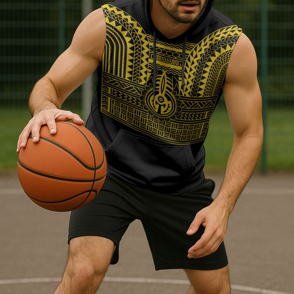 Philippines Filipinos Sleeveless Hoodie Igorot Tribal Pattern Black