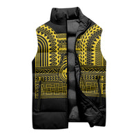 Philippines Filipinos Sleeveless Puffer Jacket Igorot Tribal Pattern Black