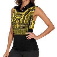 Philippines Filipinos Women Sleeveless Polo Shirt Igorot Tribal Pattern Black