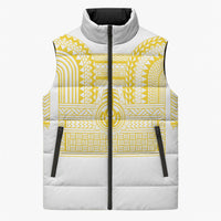 Philippines Filipinos Sleeveless Puffer Jacket Igorot Tribal Pattern White